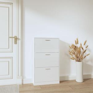 Botník bílý s vysokým leskem 59x17x108 cm kompozitní dřevo