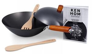 Classic wok pánev 31 cm z nepř. uhlíkové oceli 5-ti dílná sada Ken Hom (barva-černá)