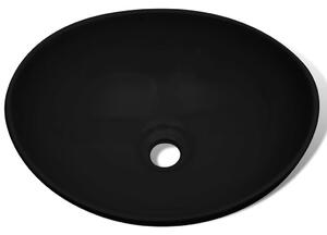Luxusní keramické oválné umyvadlo - 40x33 cm | černé