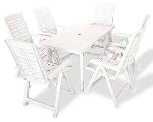 Zahradní nábytek jídelní set - 7 kusů - 126x76x72 cm | bílá