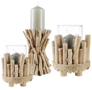 STOJAN NA SVÍČKU dřevo, sklo Ambia Home - Svícny & stojany na svíčky