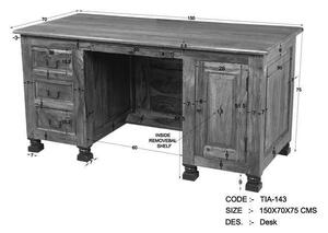 KOLONIAL Psací stůl se skříňkou 150x70 cm, palisandr