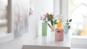 Porcelánové mini vázy 5 kusů REMEMBER (barva-oranžová,světle zelená,krémová,světle růžová a světle modrá)