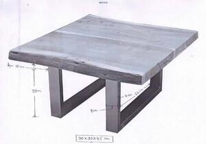 METALL Konferenční stolek 90x90 cm, akácie, přírodní