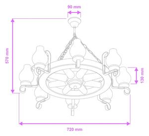 Brilagi - Lustr na řetězu ROATA 8xE14/40W/230V pr. 70 cm buk