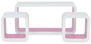 Nástěnné police krychlové 6 ks | bílé a růžové