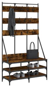 Stojan na oblečení a prostor pro obuv kouřový dub 100x40x184 cm