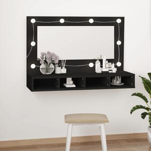 Zrcadlová skříňka s LED černá 90 x 31,5 x 62 cm