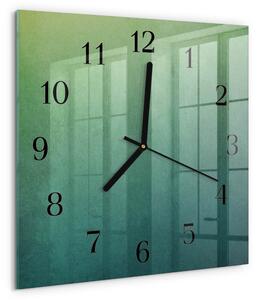 Skleněné hodiny na stěnu Zelený gradient zskc-30x30-00182484