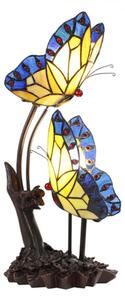 Stolní lampa Tiffany s motýlky Butterfly blue – 24x17x47 cm