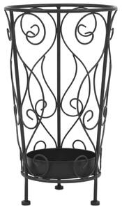 Stojan na deštníky ve vintage stylu - kovový - černý | 26x46 cm