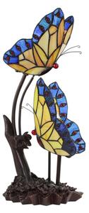 Stolní lampa Tiffany s motýlky Butterfly blue – 24x17x47 cm