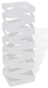 Bílý hranatý stojan na deštníky a vycházkové hole - ocelový | 48,5 cm