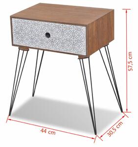 Noční stolek obdélník s 1 zásuvkou | hnědý