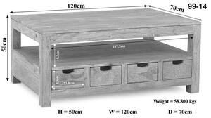 WHITE WOOD Konferenční stolek 120x70 cm, akácie