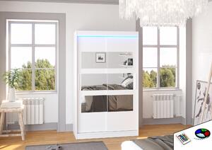 ADRK Šatní zrcadlová skříň posuvná s LED osvětlením KOLORADO W 120 L, bílá