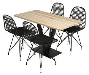 ASIR Jídelní set stůl, židle SUN bříza, černý