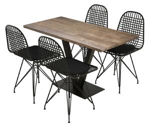 ASIR Jídelní set SUN stůl, židle ořech, černá