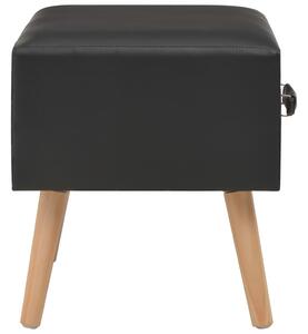 Noční stolek - černý - umělá kůže | 40x35x40 cm