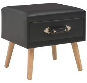 Noční stolek - černý - umělá kůže | 40x35x40 cm