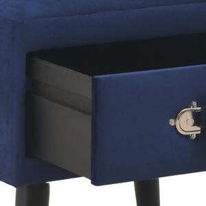 Noční stolky - 2 ks - modré - samet | 40x35x40 cm