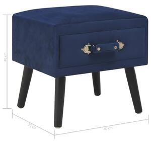 Noční stolky - 2 ks - modré - samet | 40x35x40 cm