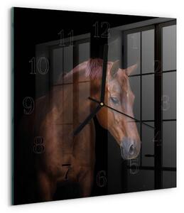 Skleněné hodiny na stěnu Kůň zskc-30x30-00182584