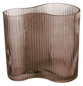 Skleněná váza Allure Wave 18 cm čokoládově hnědé Present Time (Barva- hnědá, sklo)