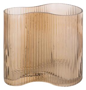 Skleněná váza Allure Wave 18 cm pískově hnědá Present Time (Barva- pískově hnědá, sklo)