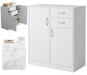 Komoda Muvu bílá se 2 zásuvkami a 2 dvířky z MDF desky, 74 cm
