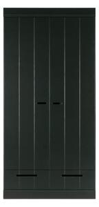Černá šatní skříň s konstrukcí z borovicového dřeva WOOOD Connect, šířka 94 cm
