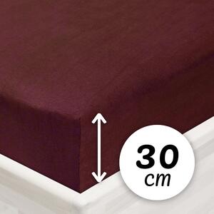 Jersey napínací prostěradlo na vysokou matraci JR-011 Bordó 80 x 200 - výška 30 cm