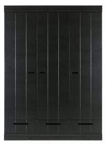Černá šatní skříň s konstrukcí z borovicového dřeva WOOOD Connect, šířka 140 cm