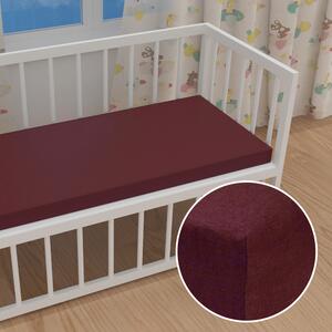 Dětské jersey napínací prostěradlo do postýlky JR-011 Bordó 60 x 120 x 10 cm - do postýlky