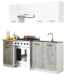 Kuchyňská sestava OLIVIA – 1.8 m | Bílá / Beton / Dub Sonoma