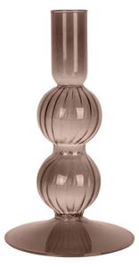 Skleněný svícen Swirl Bubbles čokoládově hnědý 16 cm Present Time (Barva-čokoládově hnědá, sklo)