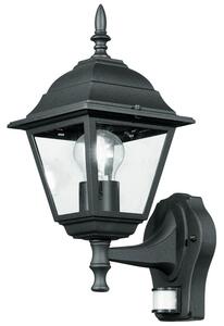 FAN LANT-ROMA/AP1A-S Venkovní nástěnné svítidlo UP ROMA černá se senzorem, 1xE27, IP44, 19,5 x 39 x 14,6 cm - FANEUROPE