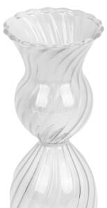 Skleněný svícen Swirl čirý 17 cm Present Time (Barva-čirá, sklo)