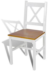 Jídelní židle Elbert - 6 ks - dřevo | bílá a přírodní barva