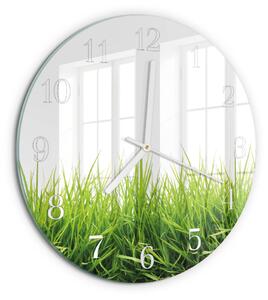 Skleněné hodiny na stěnu Tráva zsob-fi30-00081063