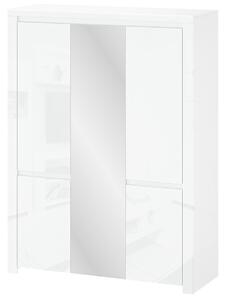 Šatní skříň Leona 5D (se zrcadlem) (bílá lesklá). 1053010