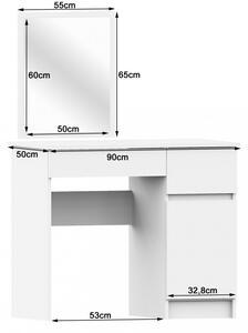 Toaletní stolek se zrcadlem Clips P-2 | bílá matná 60x50