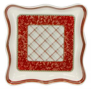Porcelánový tácek 16,5 cm Connubio I. BRANDANI (barva - porcelán, šedá/červená)