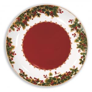 Talíř/tác na cukroví 30,5cm LE BACCHE BRANDANI (barva - porcelán, bílá/červená/zelená)