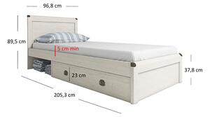 Jednolůžková postel 90 cm Marlene 1S (borovice vintage) (s roštem). 1053036