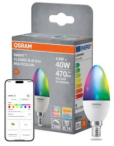 Smart LED žárovka SMART+ MATTER Multicolor Classic B40, 4.9W, E14