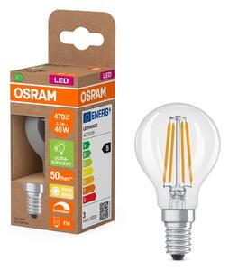 LED žárovka Classic P 40 Filament DIM, Třída B, 2.5W, Teplá bílá, Čirá, E14