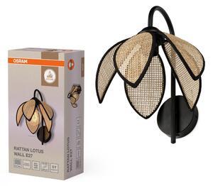 Ratanové nástěnné svítidlo Rattan Lotus, 1x E27, Hnědé