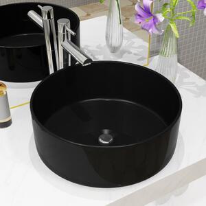 Keramické umyvadlo - kulaté - černé | 40x15 cm