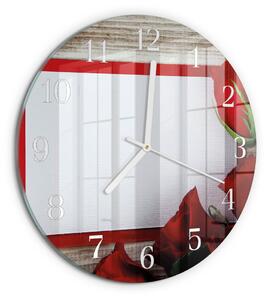 Skleněné hodiny na stěnu Růže zsob-fi30-00086147